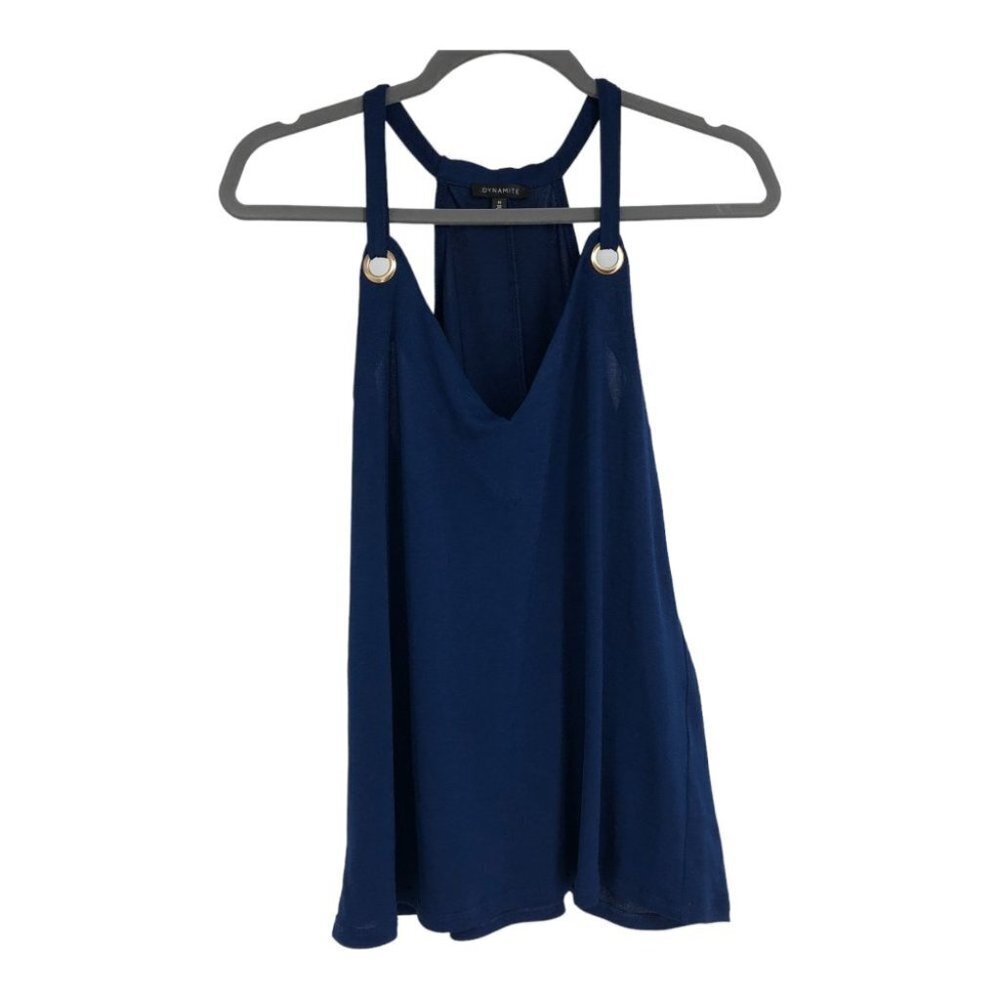 Dynamite Navy blue dressy flowy V-neck tank top  size M